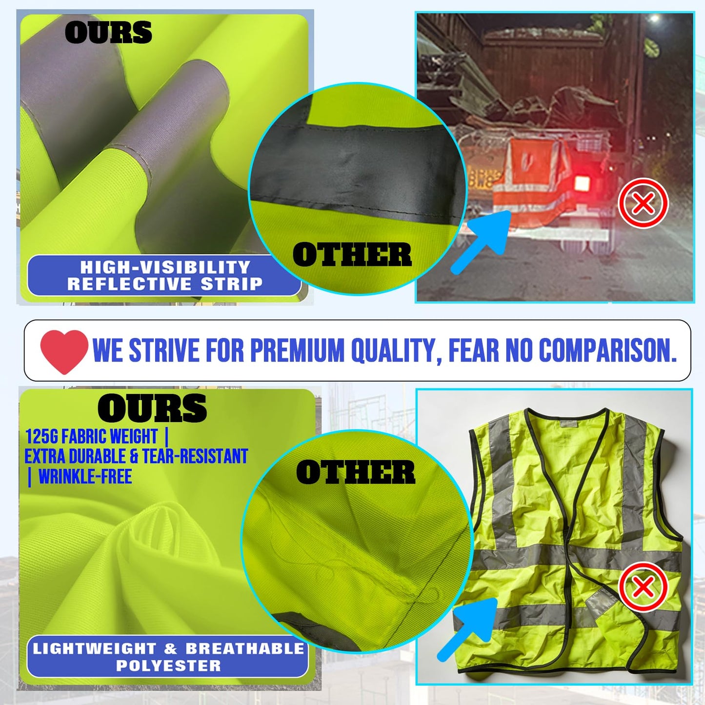 Shmimy Custom Safety Vest Class 2 High Visibility Reflective Vest 6 Pocket