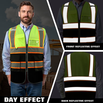 Custom High Visibility Reflective Safety Vest with Pockets | Personalized Logo for Construction, Men & Women