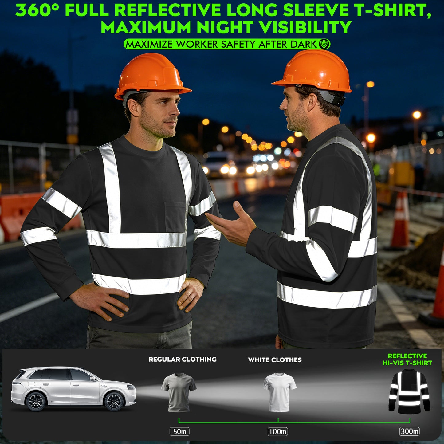 Shmimy Custom Logo High Visibility Shirts Class 3 Reflective Shirts ANSI with Pocket Safety Shirts