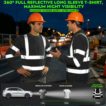 Shmimy Custom Logo High Visibility Shirts Class 3 Reflective Shirts ANSI with Pocket Safety Shirts