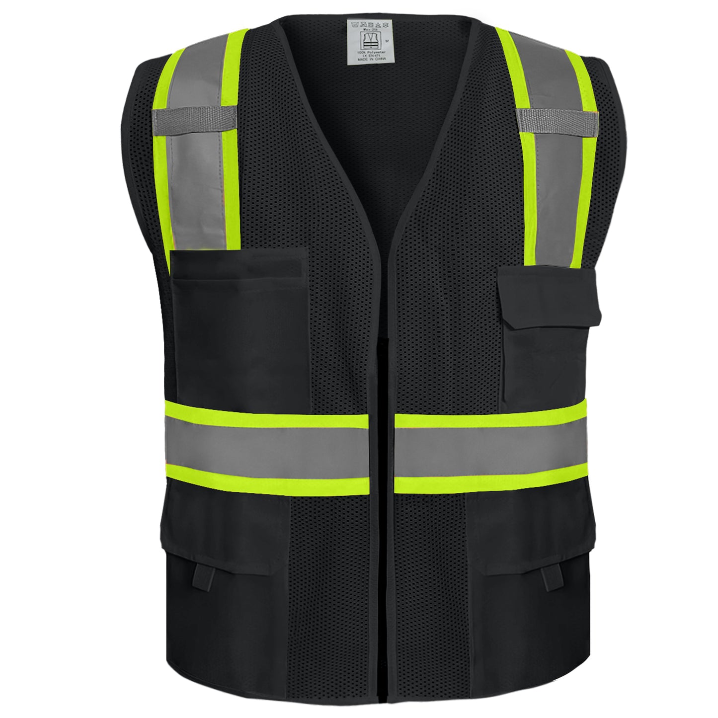 Shmimy Custom Safety Vest Customized Logo Class 2 High Visibility Reflective Vest with 8 Pockets Construction workwear