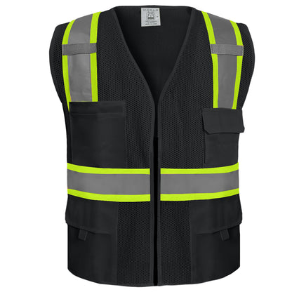 Shmimy Custom Safety Vest Customized Logo Class 2 High Visibility Reflective Vest with 8 Pockets Construction workwear