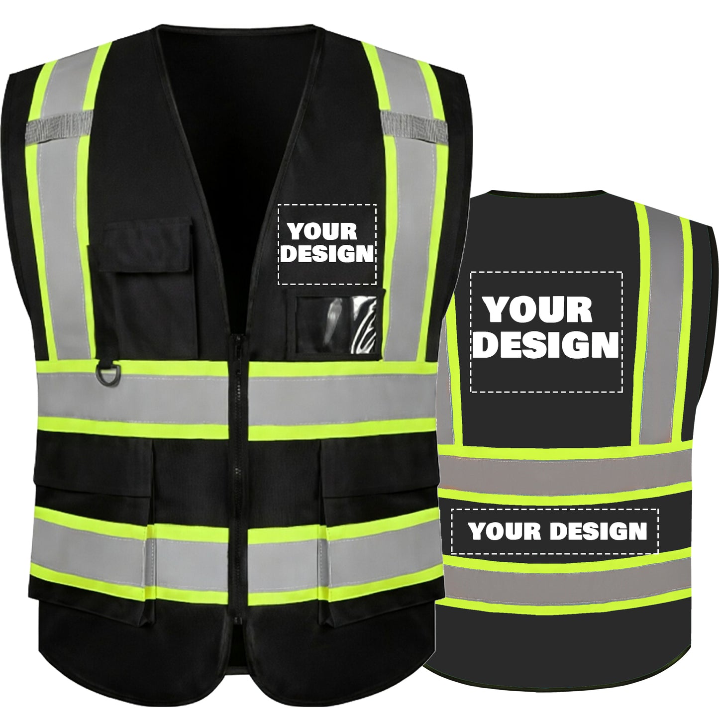 Shmimy Custom Safety Vest with 5 Pockets Class 2 Adult Unisex Construction Security Workwear