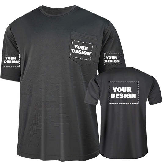 Shmimy Custom Shirt With Pocket, Custom Shirts Men Workout Shirts Dry Fit Moisture Wicking Short Sleeve Athletic Work T-Shirts