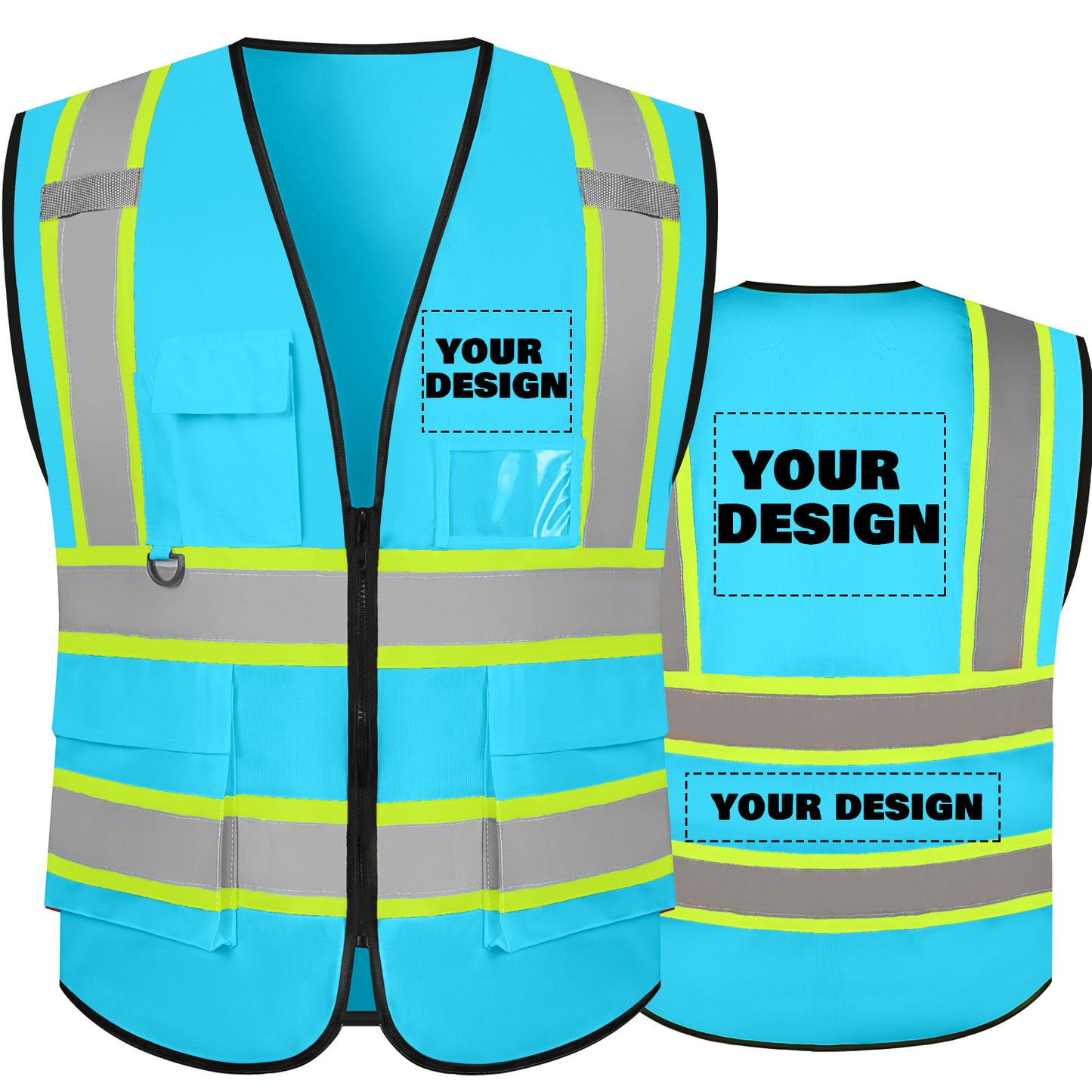 Shmimy Custom Safety Vest with 5 Pockets Class 2 Adult Unisex Construction Security Workwear
