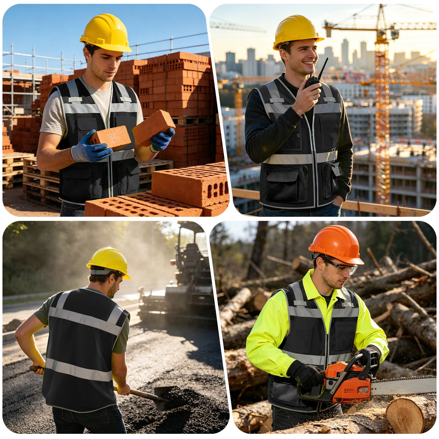 Shmimy Custom Logo Safety Vest 8-Pockets Class 2 High Visibility Reflective Vest for Men - Personalized Logo Team Vest