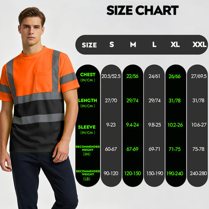 Shmimy Custom Logo High Visibility Shirts Class 3 Short Sleeve Reflective Shirts ANSI with Pocket Safety Shirts