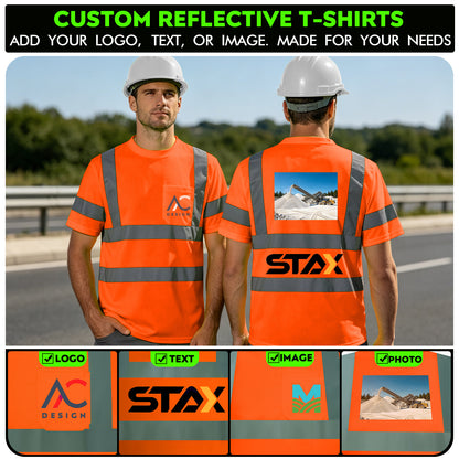Shmimy Custom Logo High Visibility Shirts Class 3 Reflective Shirts ANSI with Pocket