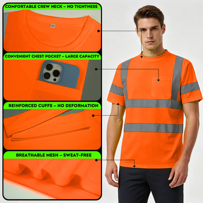 Shmimy Custom Logo High Visibility Shirts Class 3 Reflective Shirts ANSI with Pocket