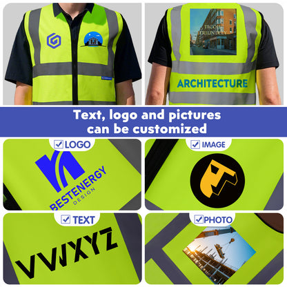 Shmimy Custom Logo Class 2 Reflective Safety Vest, ANSI/ISEA Standards Compliant