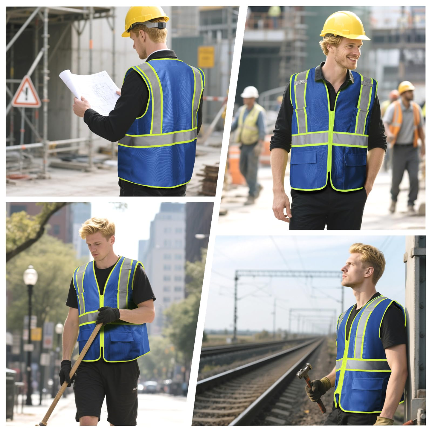 Shmimy Custom High Visibility Safety Vest, Class 2 Reflective Work Vest With Pockets, Custom Logo Construction Workwear
