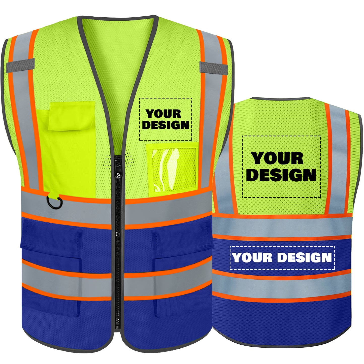 Shmimy Custom Logo Reflective Work Vest with Pockets| Class 2 High Visibility Safety Vest