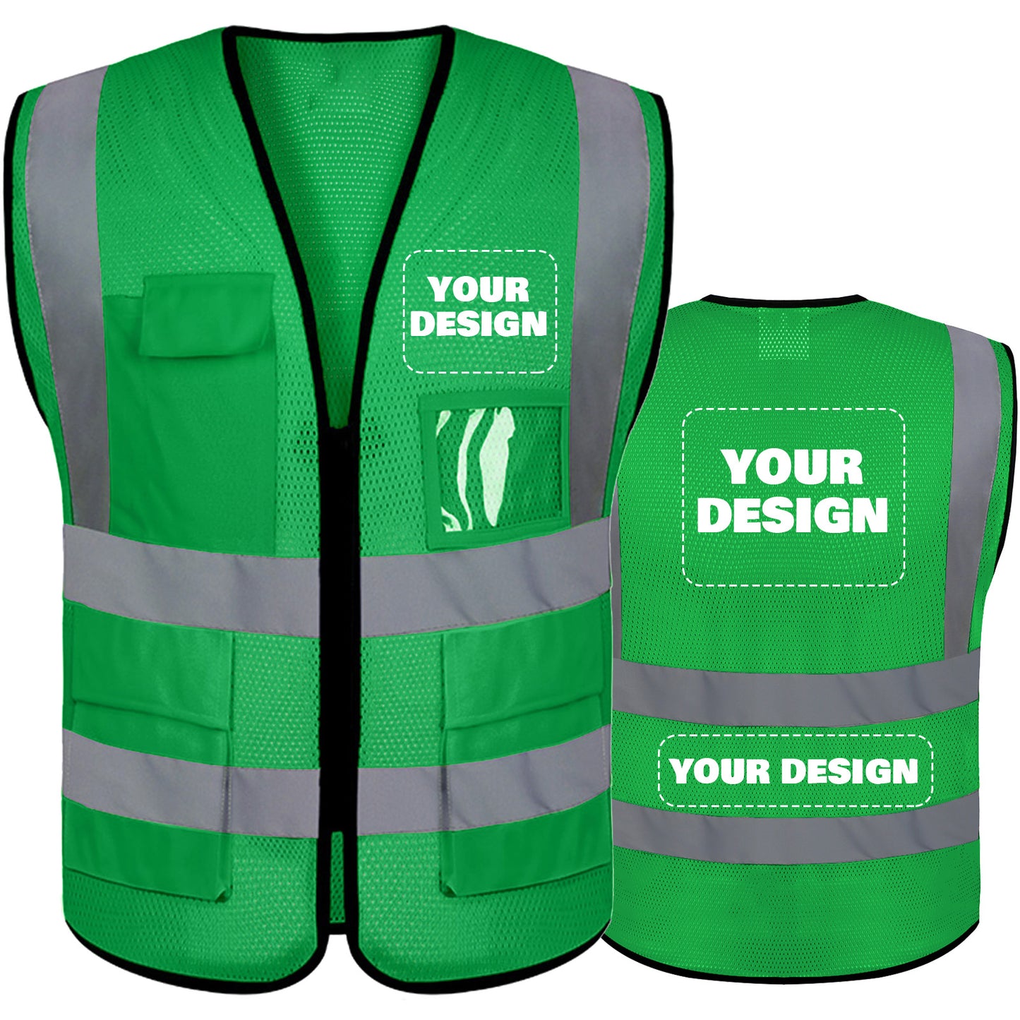 Custom Logo Reflective Mesh Safety Vest | High Visibility | Work & Outdoor Safety Gear