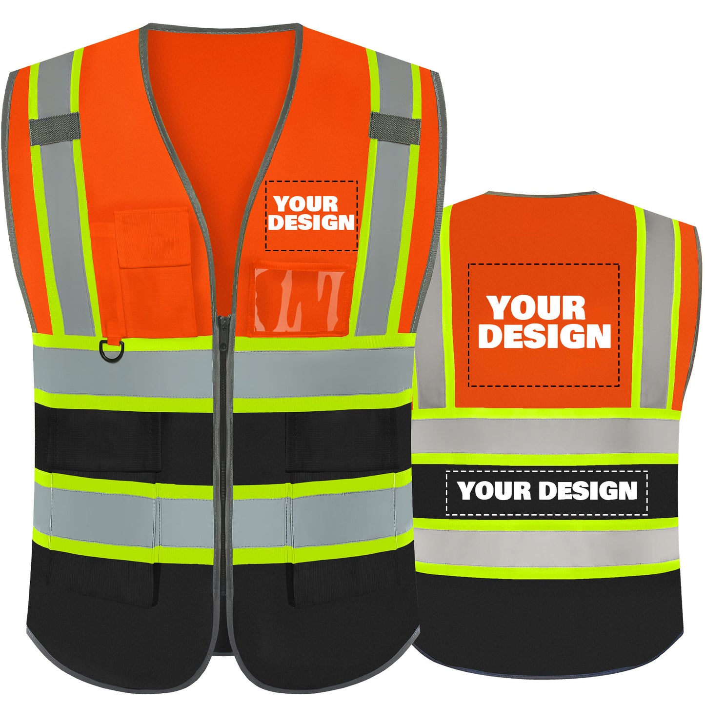 Shmimy Custom Logo Reflective Work Vest with Pockets| Class 2 High Visibility Safety Vest