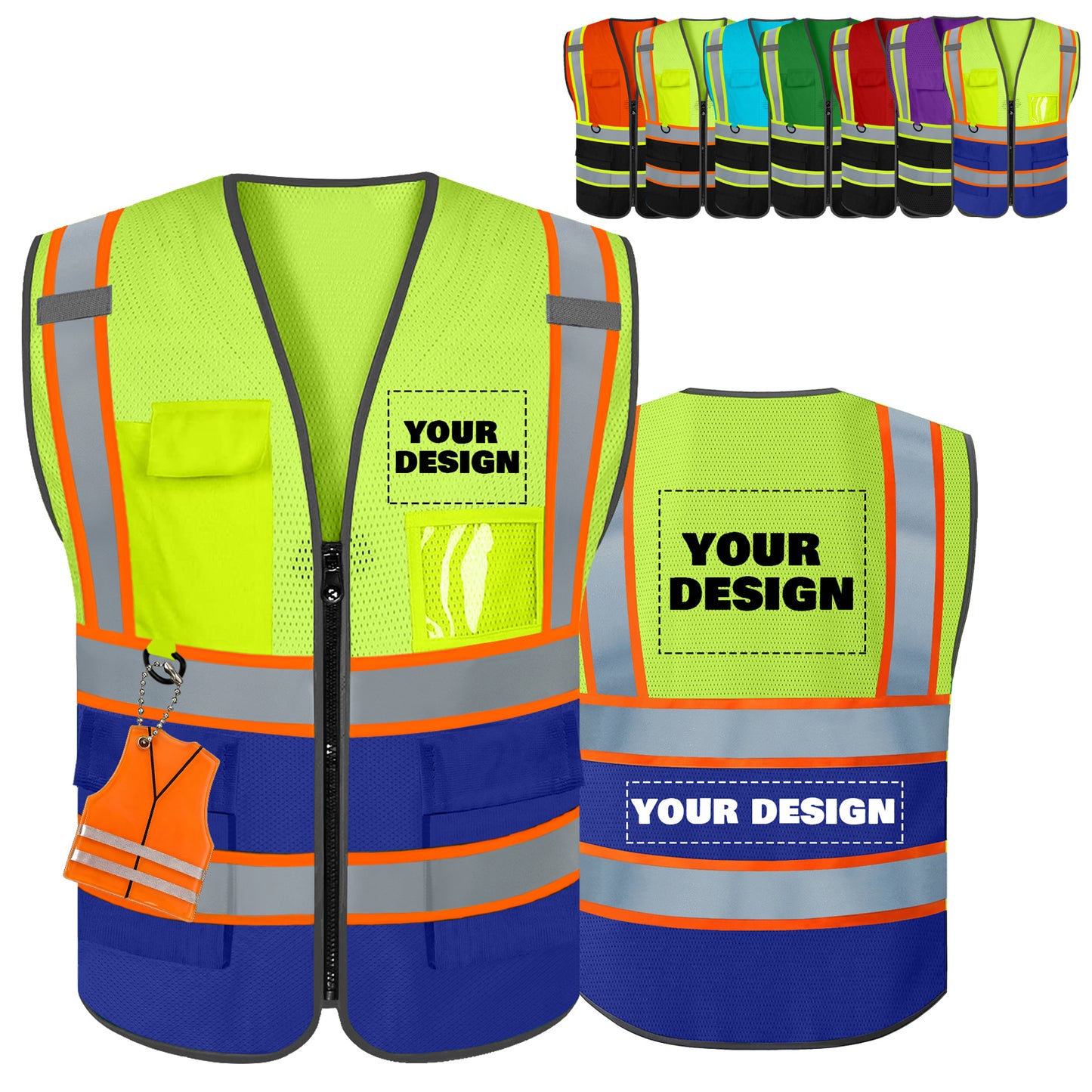 Shmimy Custom High Visibility Reflective Safety Vest with Pockets for construction, Runners, Cyclists, Warehouse Staff & Event Volunteersrk.