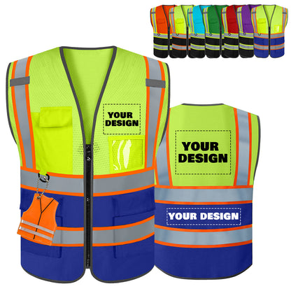 Shmimy Custom High Visibility Reflective Safety Vest with Pockets for construction, Runners, Cyclists, Warehouse Staff & Event Volunteersrk.