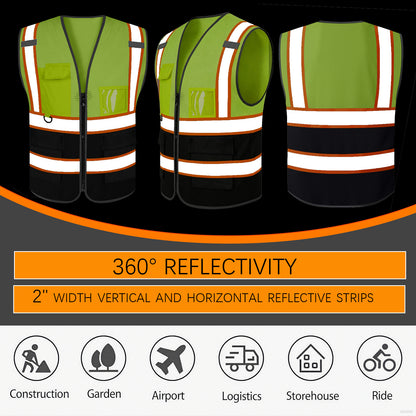 Custom High Visibility Reflective Safety Vest with Pockets | Personalized Logo for Construction, Men & Women