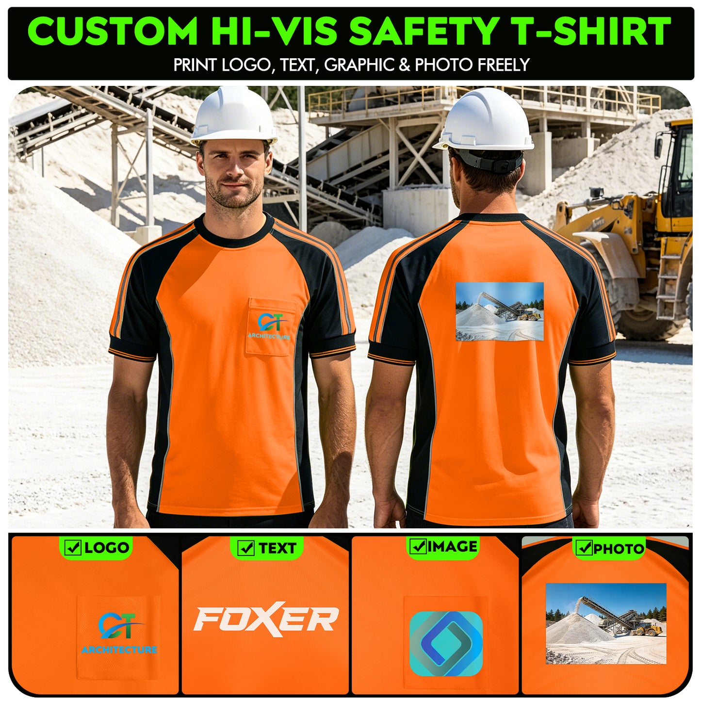 Custom Logo High Visibility Safety Work Shirts | Hi Vis Reflective Shirts