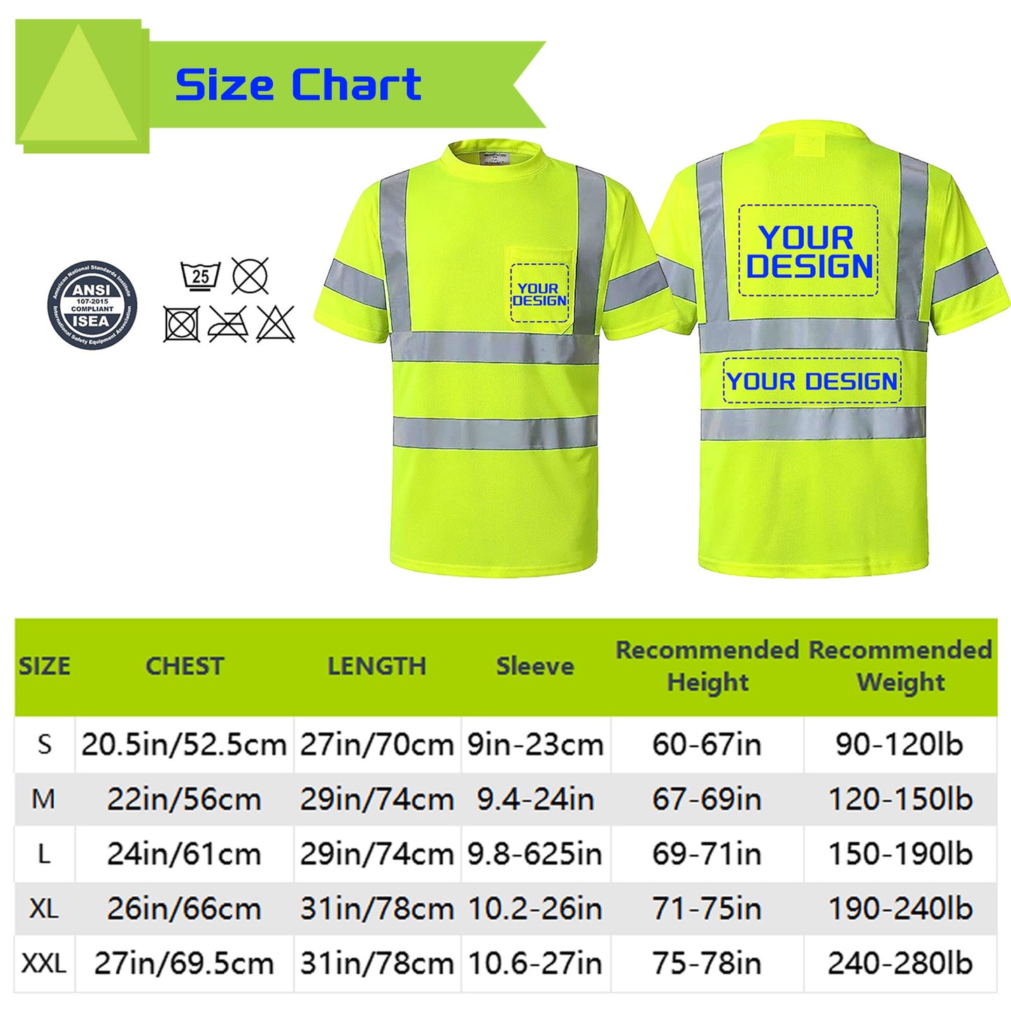Shmimy Custom Logo High Visibility Shirts Class 3 Reflective Shirts ANSI with Pocket Safety Shirts
