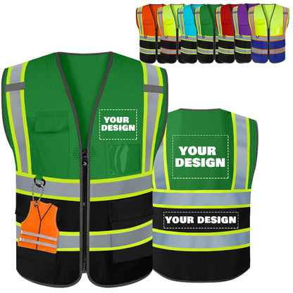 Shmimy Custom High Visibility Reflective Safety Vest with Pockets for construction, Runners, Cyclists, Warehouse Staff & Event Volunteersrk.