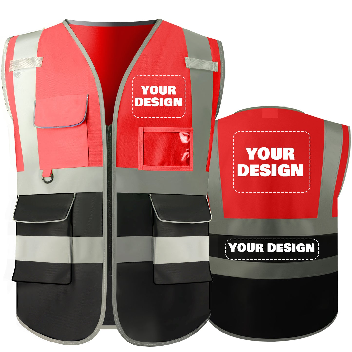 Shmimy Custom Safety Vest Class 2 High Visibility Reflective Vest 6 Pocket