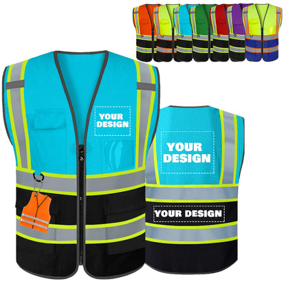 Shmimy Custom High Visibility Reflective Safety Vest with Pockets for construction, Runners, Cyclists, Warehouse Staff & Event Volunteersrk.