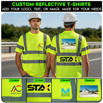 Shmimy Custom Logo High Visibility Shirts Class 3 Reflective Shirts ANSI with Pocket