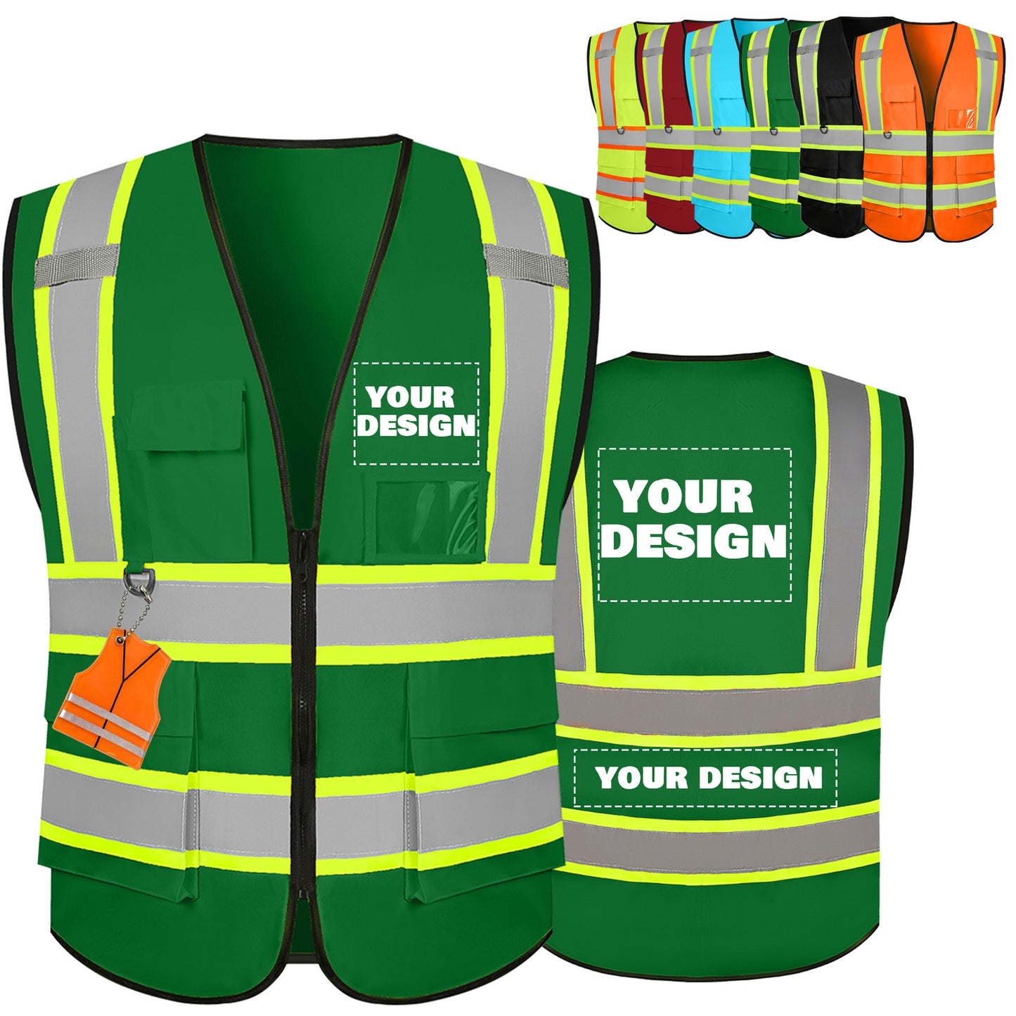 Shmimy Custom Safety Vest with 5 Pockets Class 2 Adult Unisex Construction Security Workwear