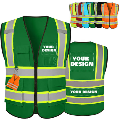 Shmimy Custom Safety Vest with 5 Pockets Class 2 Adult Unisex Construction Security Workwear