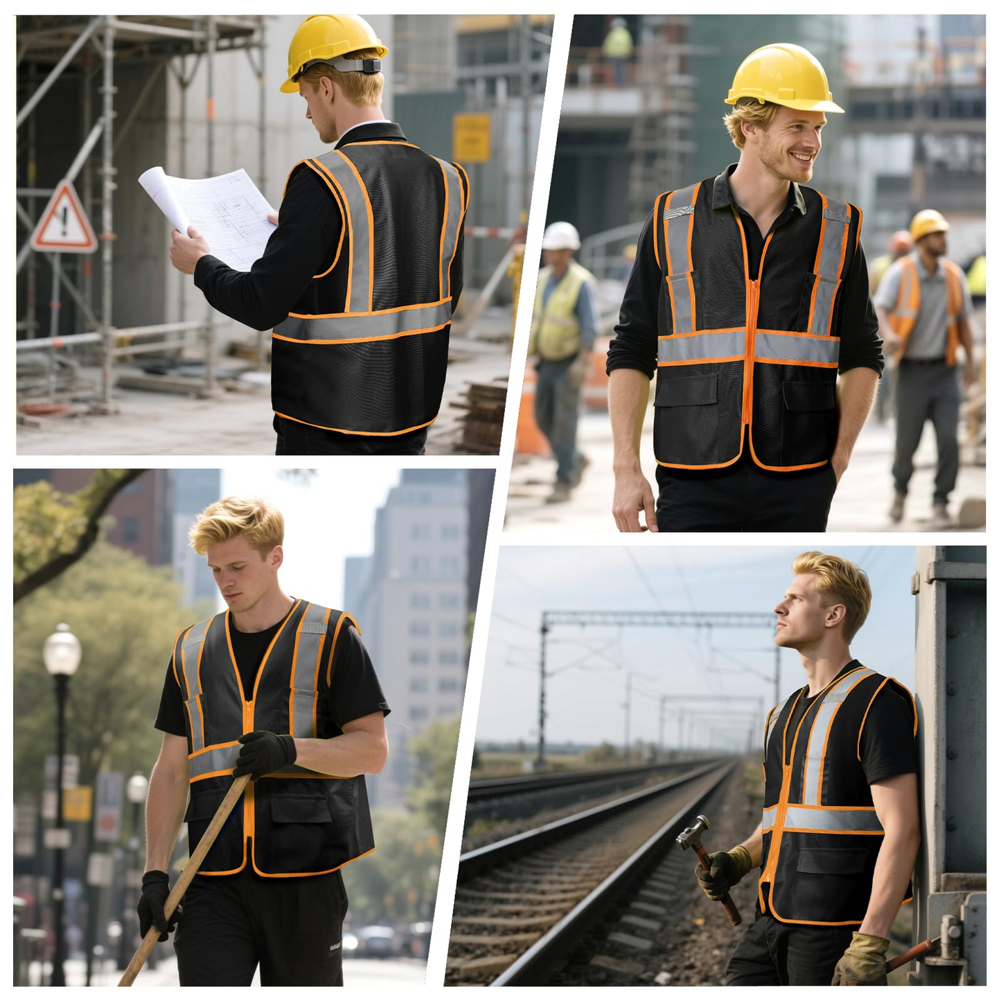 Shmimy Custom High Visibility Safety Vest, Class 2 Reflective Work Vest With Pockets, Custom Logo Construction Workwear