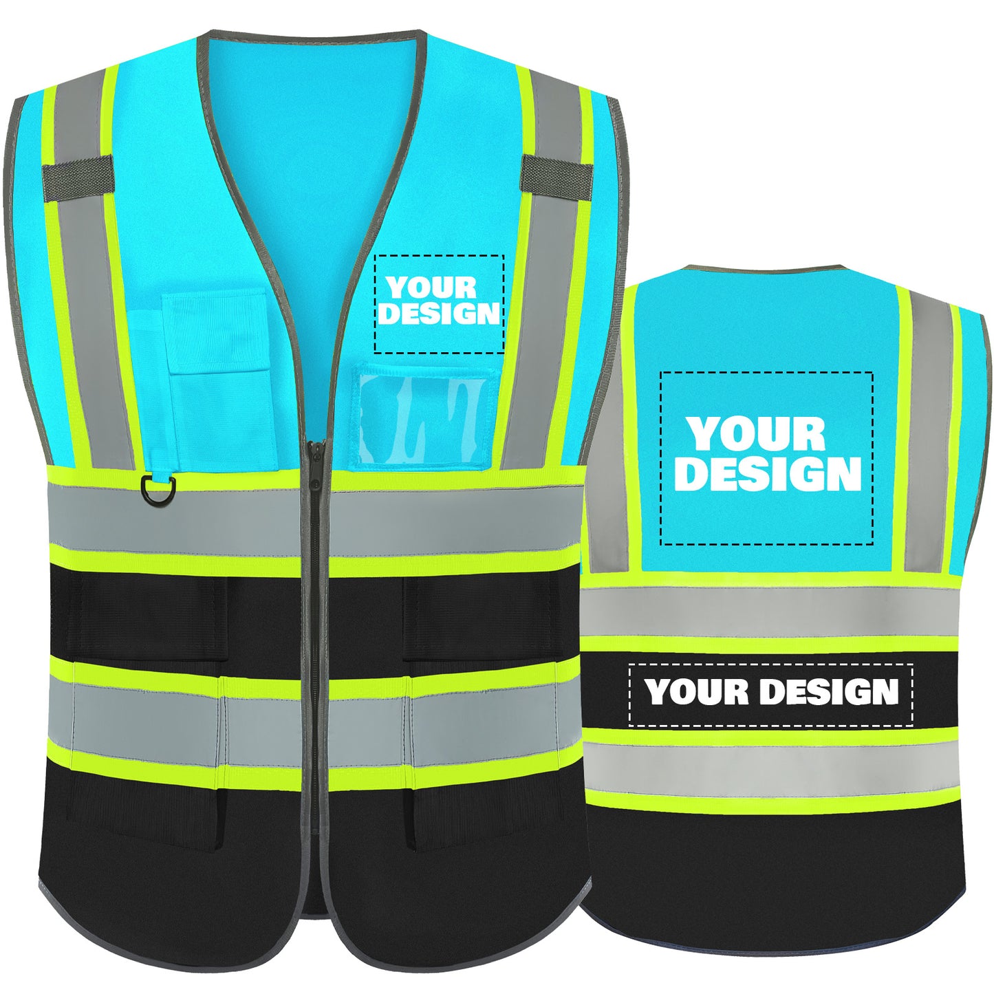 Shmimy Custom Logo Reflective Work Vest with Pockets| Class 2 High Visibility Safety Vest