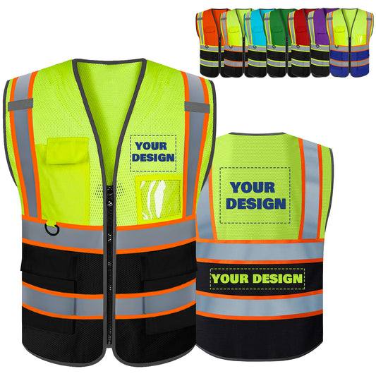 Shmimy Custom High Visibility Reflective Safety Vest with Pockets
