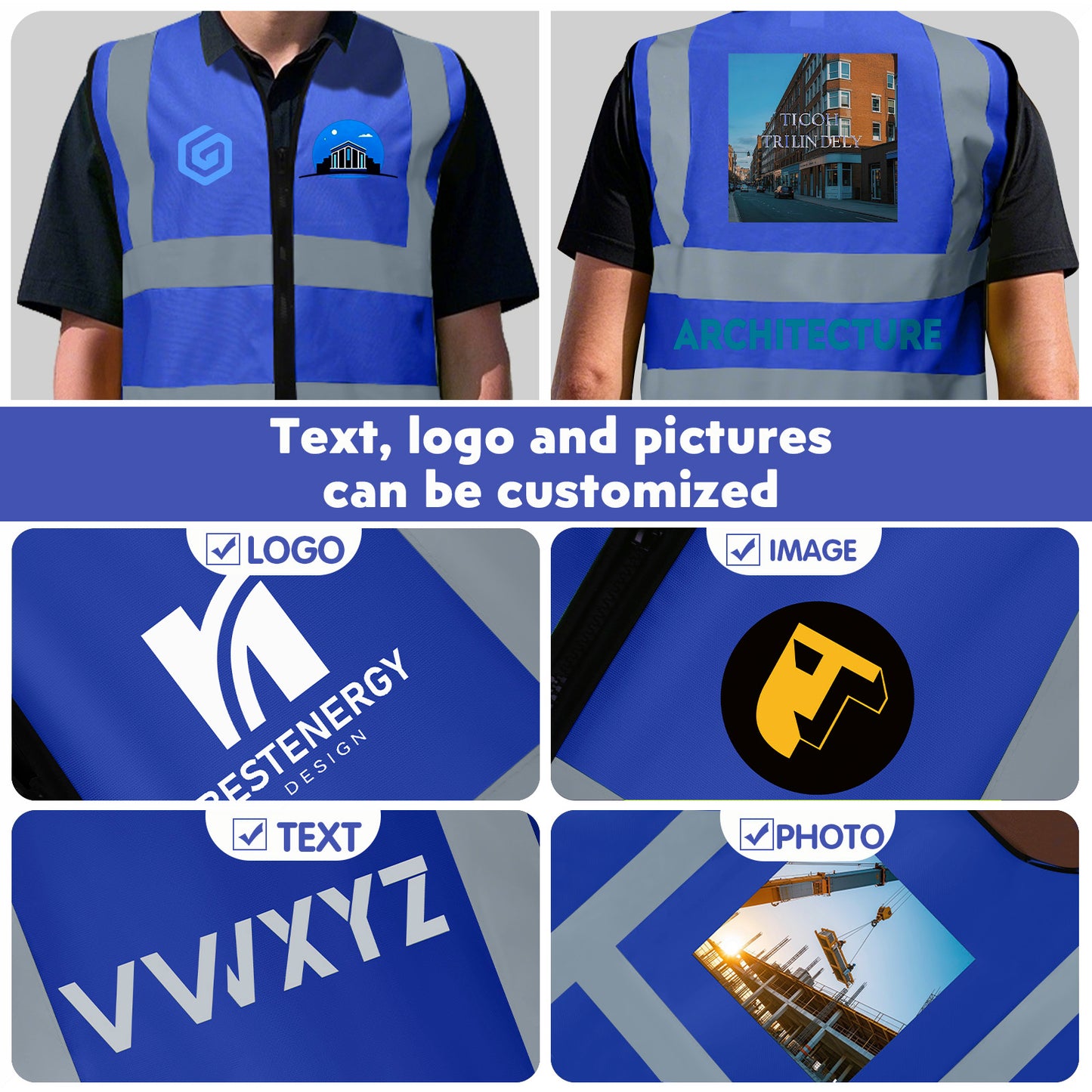 Shmimy Custom Logo Class 2 Reflective Safety Vest, ANSI/ISEA Standards Compliant