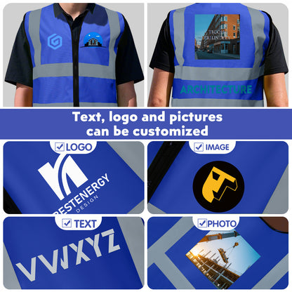 Shmimy Custom Logo Class 2 Reflective Safety Vest, ANSI/ISEA Standards Compliant