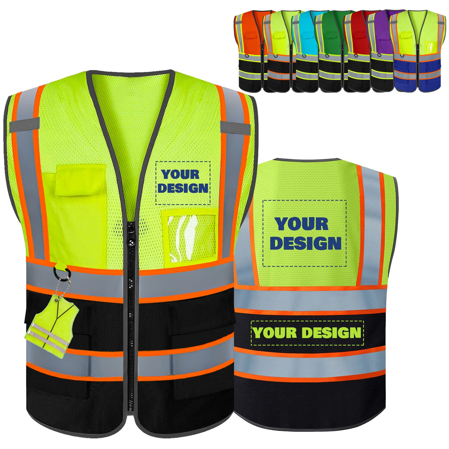 Shmimy Custom High Visibility Reflective Safety Vest with Pockets for construction, Runners, Cyclists, Warehouse Staff & Event Volunteersrk.