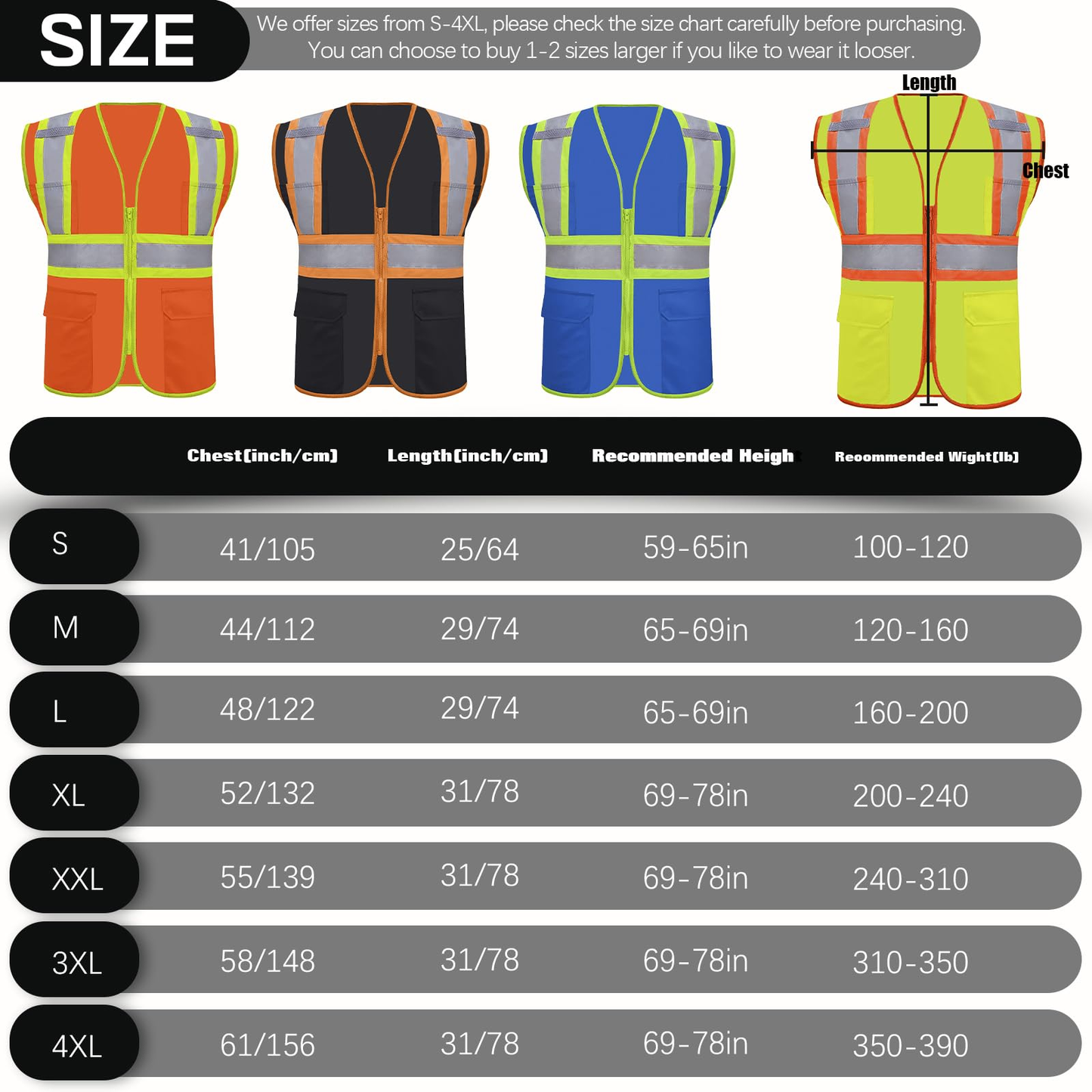 Shmimy Custom High Visibility Safety Vest, Class 2 Reflective Work Vest With Pockets, Custom Logo Construction Workwear