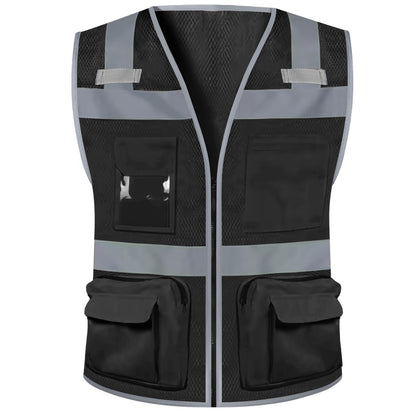 Shmimy Custom Logo Safety Vest 8-Pockets Class2 High Visibility Reflective Vest for Men - Personalized Logo Team Vest