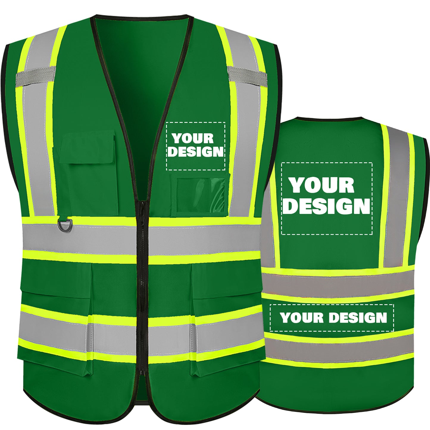 Shmimy Custom Safety Vest with 5 Pockets Class 2 Adult Unisex Construction Security Workwear