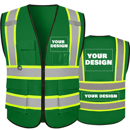 Shmimy Custom Safety Vest with 5 Pockets Class 2 Adult Unisex Construction Security Workwear