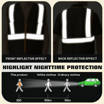 Shmimy Custom High Visibility Safety Vest, Class 2 Reflective Work Vest With Pockets, Custom Logo Construction Workwear