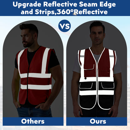 Shmimy Custom Safety Vest Class 2 High Visibility Reflective Vest 6 Pocket