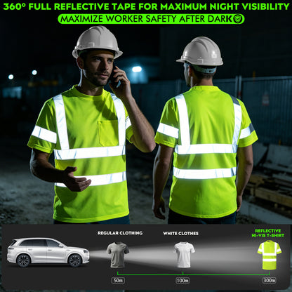 Shmimy Custom Logo High Visibility Shirts Class 3 Reflective Shirts ANSI with Pocket