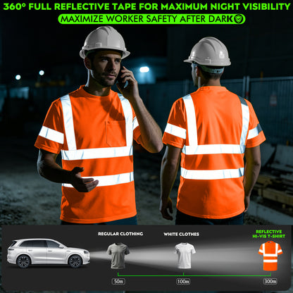 Shmimy Custom Logo High Visibility Shirts Class 3 Reflective Shirts ANSI with Pocket