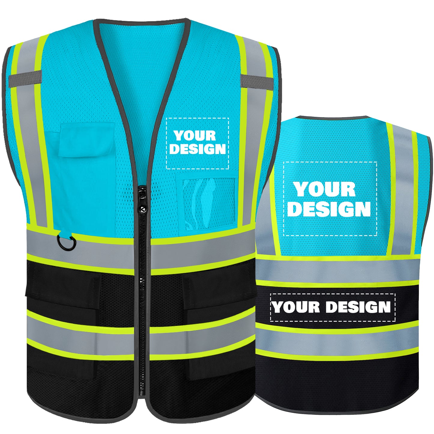 Custom High Visibility Reflective Safety Vest with Pockets | Personalized Logo for Construction, Men & Women