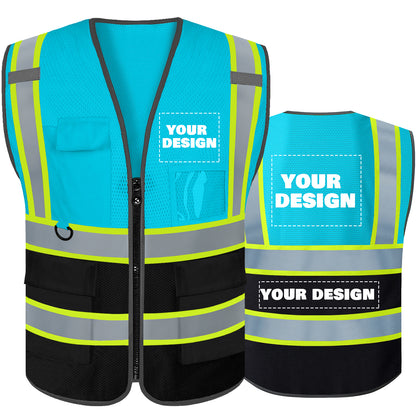 Custom High Visibility Reflective Safety Vest with Pockets | Personalized Logo for Construction, Men & Women