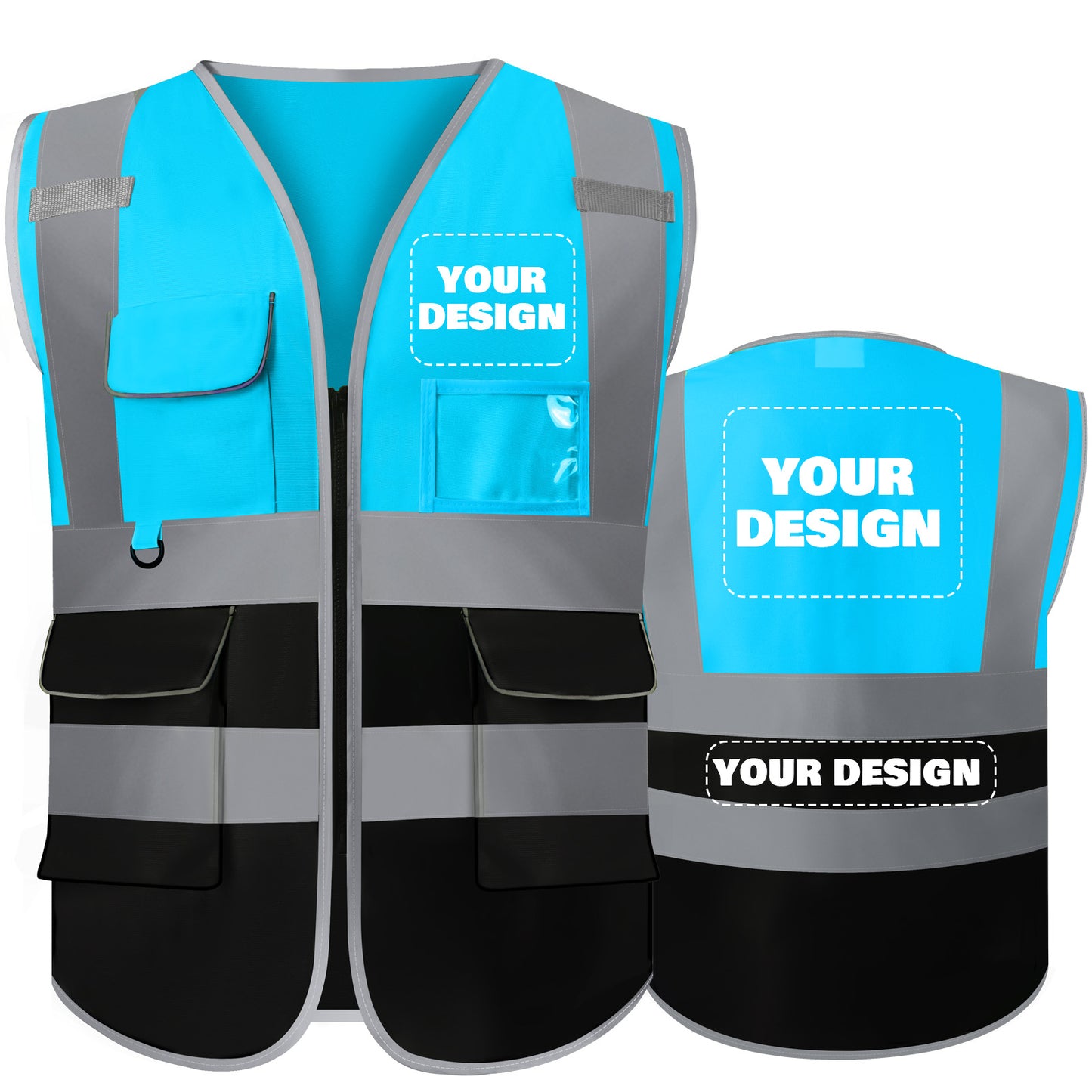 Shmimy Custom Safety Vest Class 2 High Visibility Reflective Vest 6 Pocket