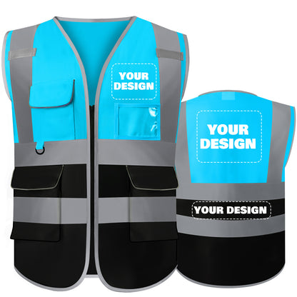 Shmimy Custom Safety Vest Class 2 High Visibility Reflective Vest 6 Pocket