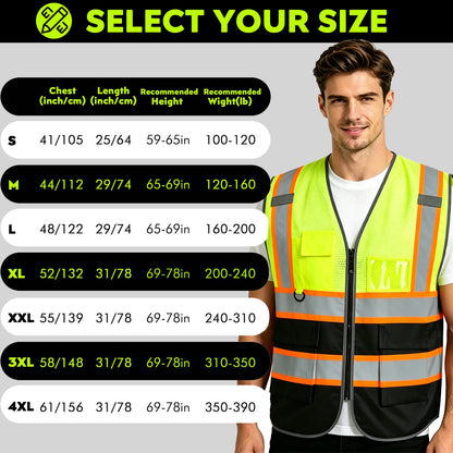 Custom High Visibility Reflective Safety Vest with Pockets | Personalized Logo for Construction, Men & Women