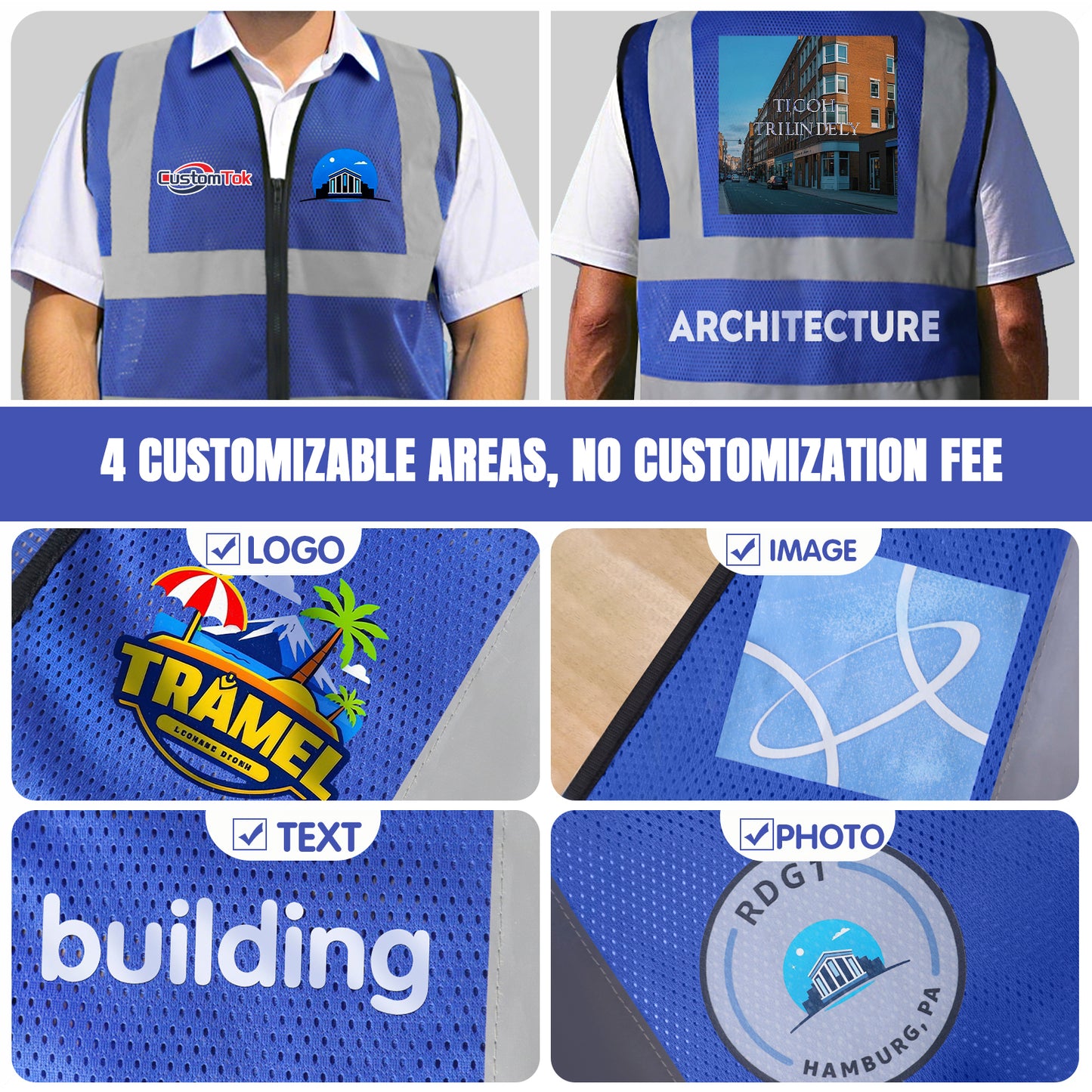 Shmimy Custom Safety Vest Customized Logo Class 2 High Visibility Reflective Vest, Construction workwear