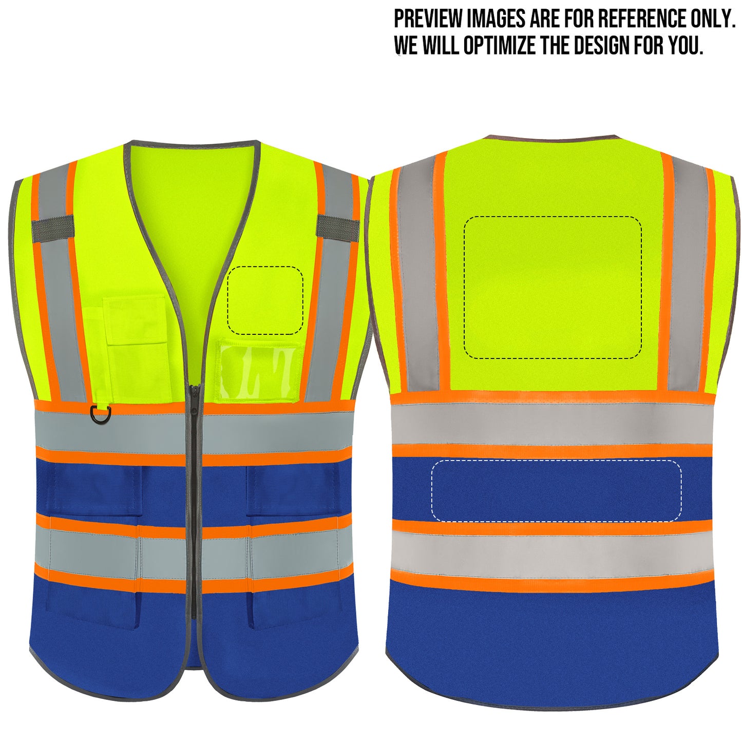 Shmimy Custom Logo Reflective Work Vest with Pockets| Class 2 High Visibility Safety Vest